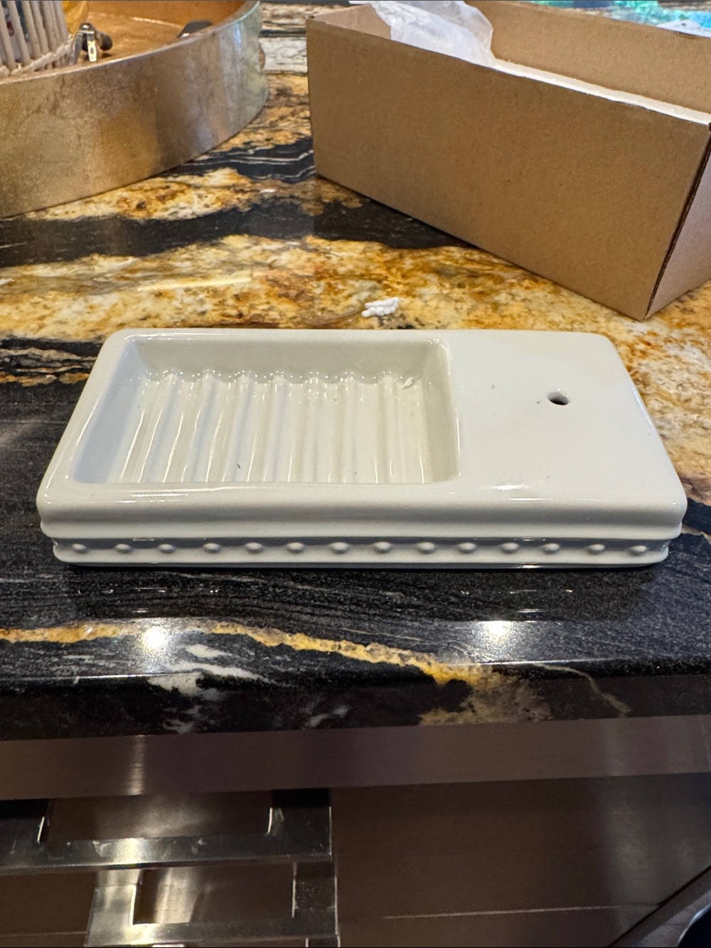 Retired Nora Fleming White Ceramic Soap Dish